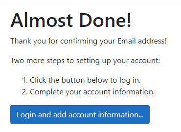 Screenshot of Confirm email